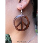 peace love natural wooden earring bali